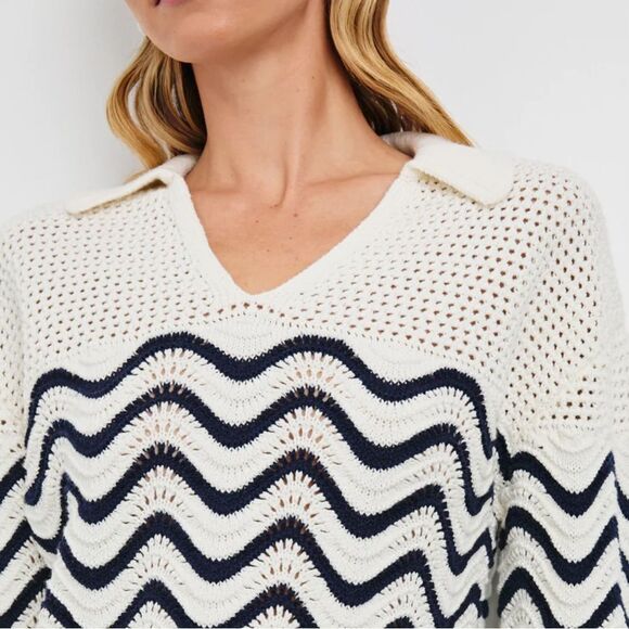 NWT Rails Louise Sweater Wave Blue/White Stripe Cotton XS - Picture 3 of 11